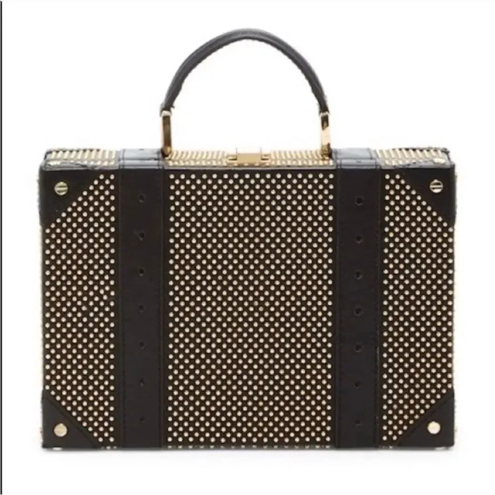 NEW Alice + Olivia Gold Studded Trunk Clutch